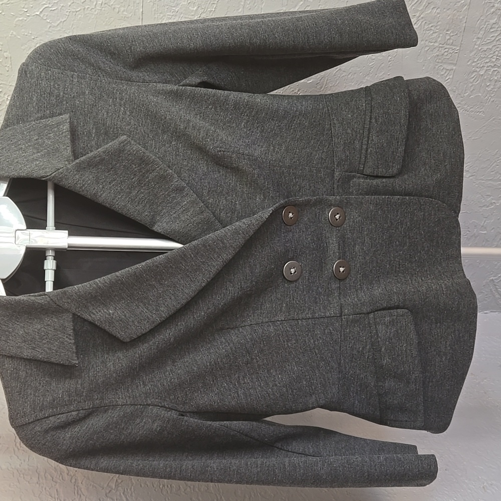 Banana Republic Charcoal Double-Breasted Blazer Pockets Career Office Profession